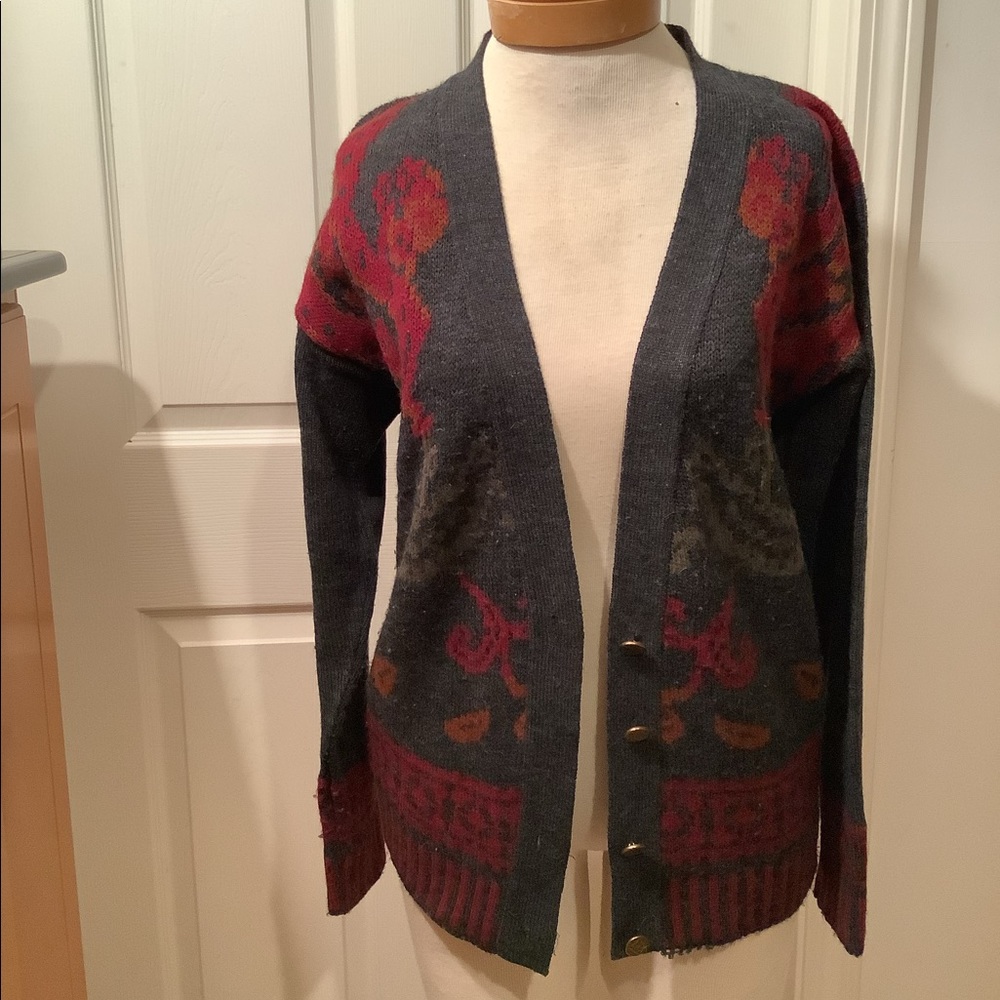 NORTON MCNAUGHTON Sweater small Women Vintage Floral Cardigan Button Down